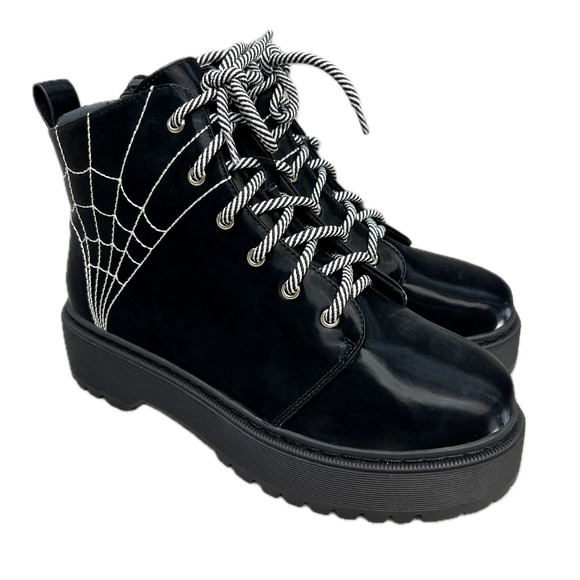 Disturbia Goth Platform Spider Combat Shelob Ankle Boot Size 9 US 7 UK - Picture 1 of 14